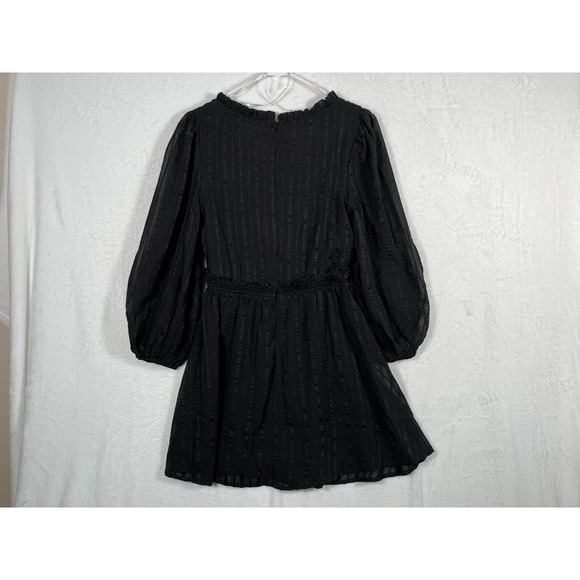 Lulus Black Long Sleeve Mini Dress Ruffle Empire Cocktail Small Date Nite NWT - Picture 7 of 10
